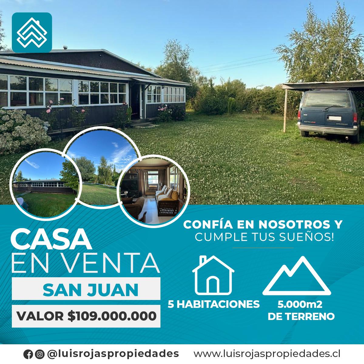 Casa en venta con terreno de 5.000m2 San Juan