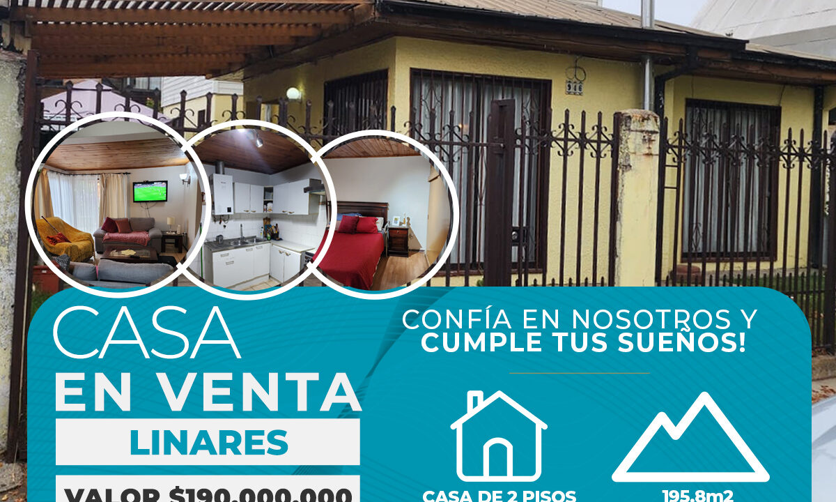 CASA EN VENTA AVENIDA QUIÑIPEUMO, LINARES $180.000 copia